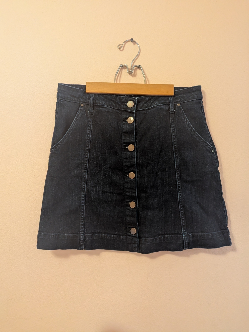 LC Lauren Conrad Dark Indigo Button-Front Mini Skirt